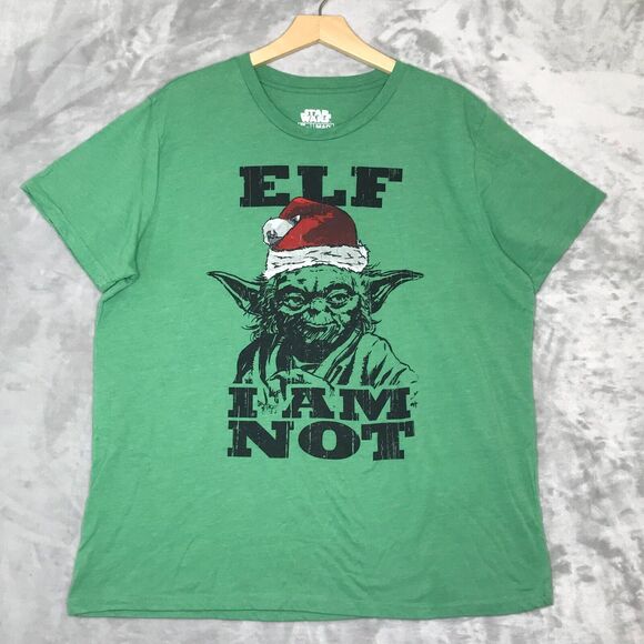 Star Wars Shirt Mens Adult 2X Yoda Christmas Elf I Am Not Mad Engine Crew Neck - Picture 1 of 9